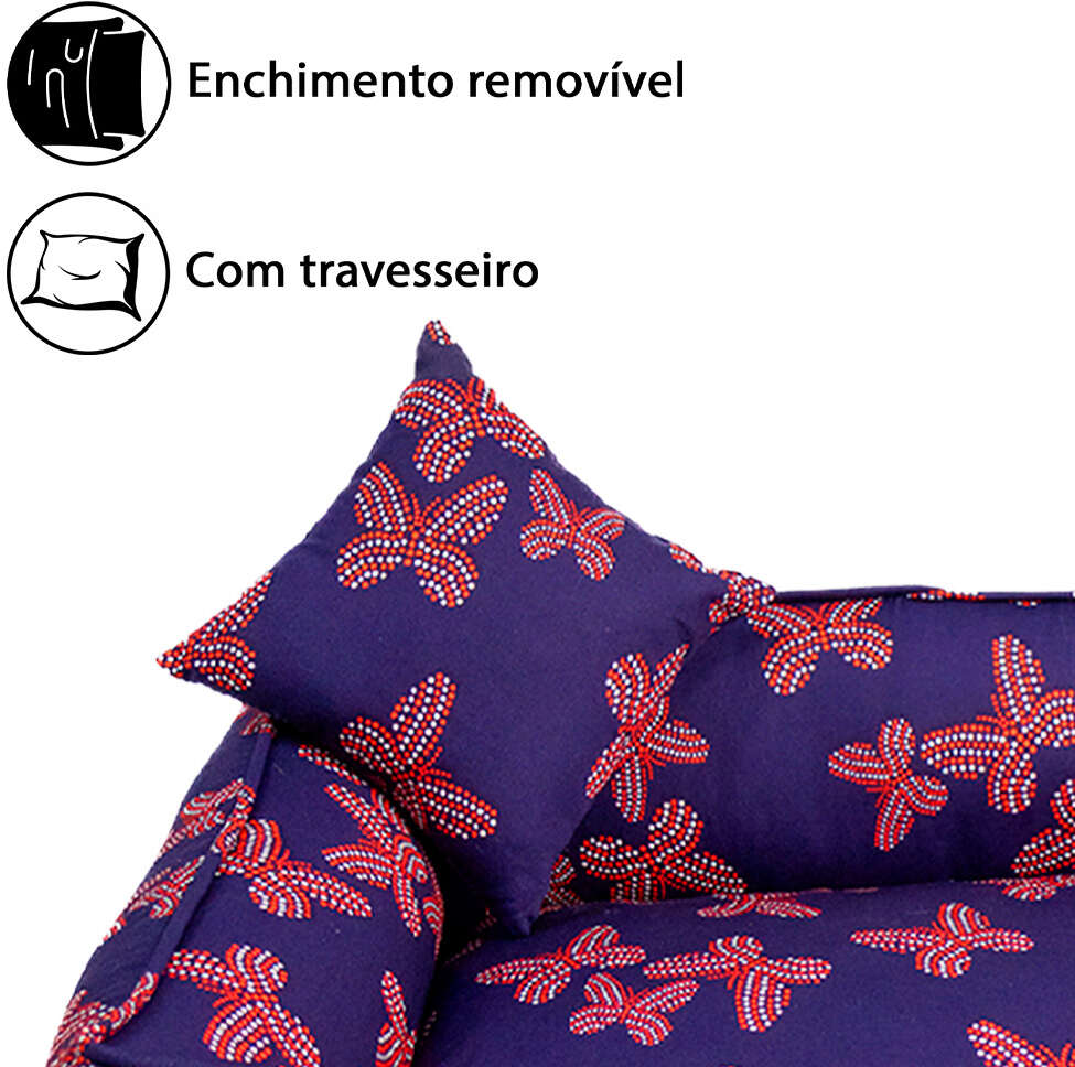 Cama Fábrica Pet Butterfly Marinho para Cães e Gatos - Tam. P