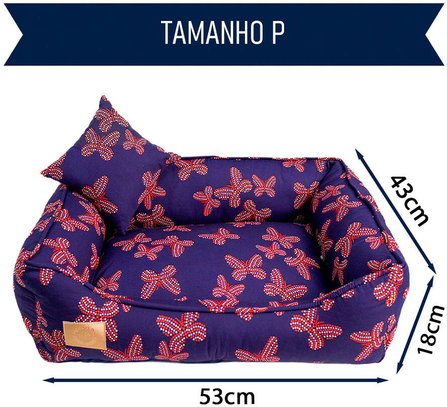 Cama Fábrica Pet Butterfly Marinho para Cães e Gatos - Tam. P