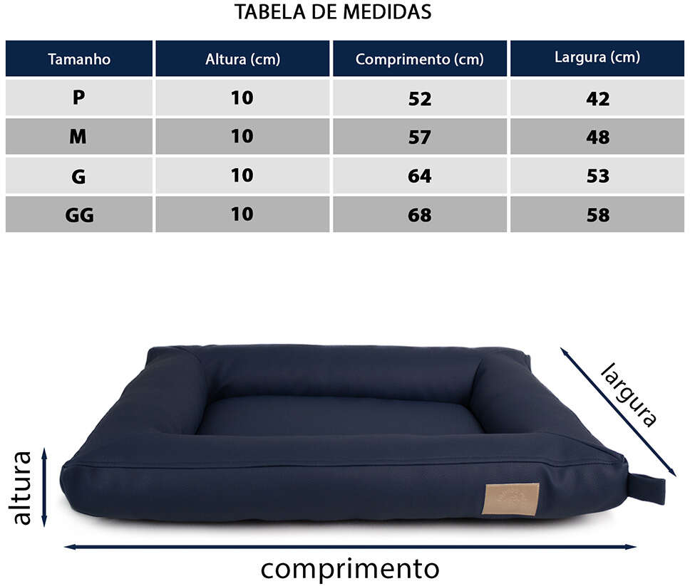 Cama Fábrica Pet Flat Cordoba Marinho para Cães e Gatos - Tam. G
