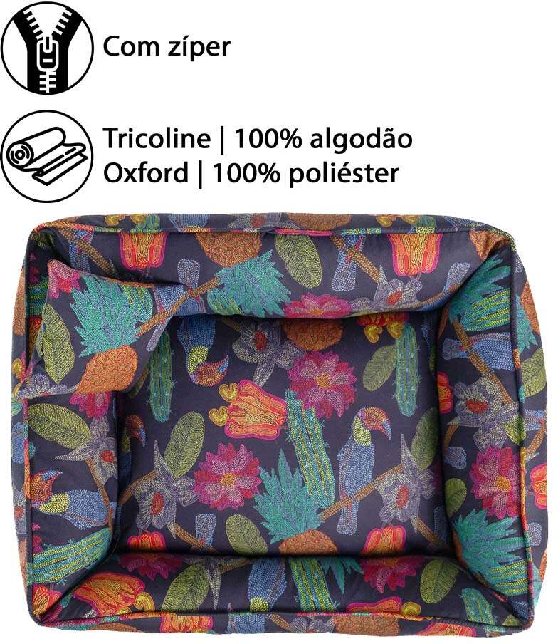 Cama Fábrica Pet Flor Noturna Preta para Cães e Gatos - Tam. G