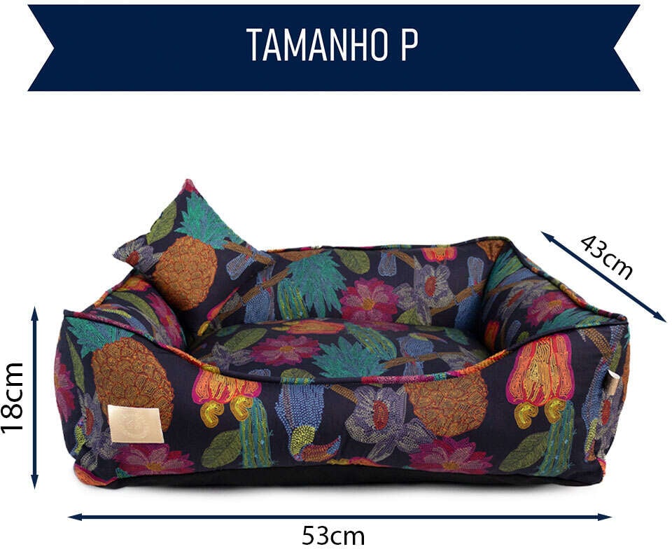 Cama Fábrica Pet Flor Noturna Preta para Cães e Gatos - Tam. P