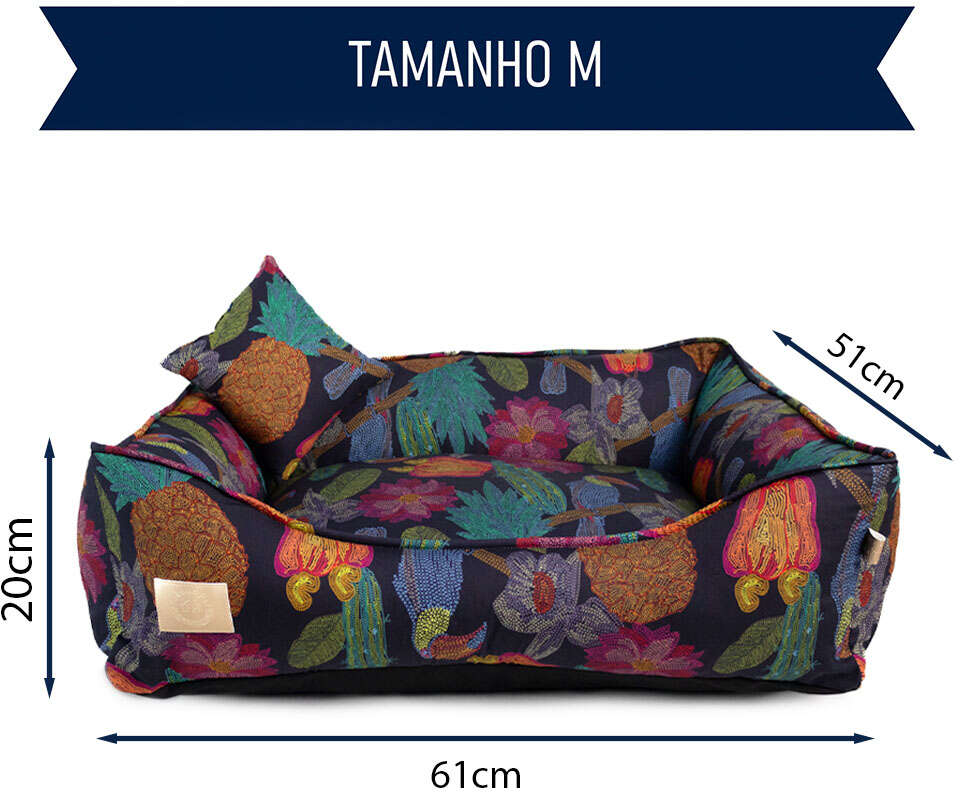Cama Fábrica Pet Flor Noturna Preta para Cães e Gatos - Tam. M