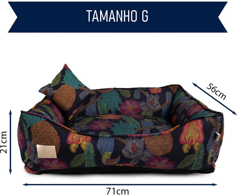 Cama Fábrica Pet Flor Noturna Preta para Cães e Gatos - Tam. G