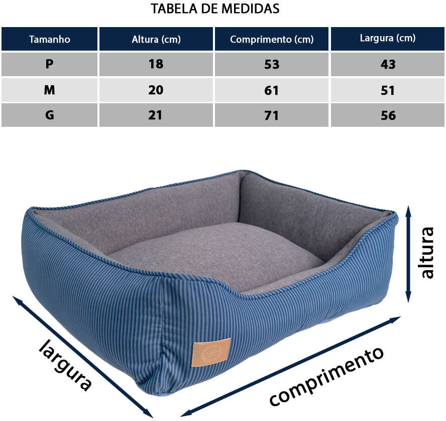 Cama Fábrica Pet Home Azul para Cães e Gatos - Tam. G