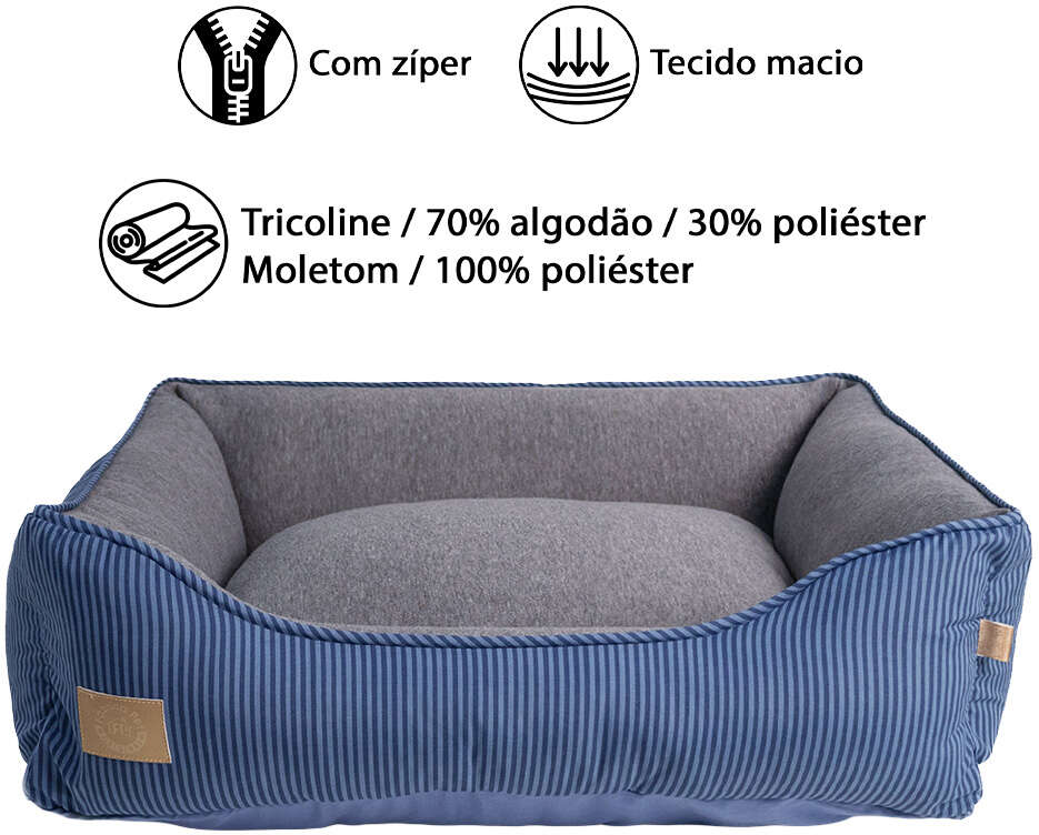 Cama Fábrica Pet Home Azul para Cães e Gatos - Tam. G