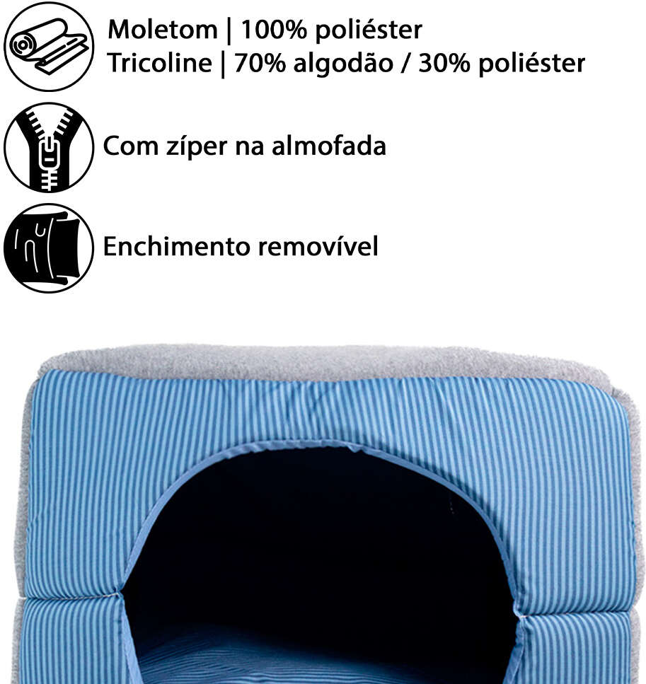 Cama Fábrica Pet Iglu Home Azul para Cães e Gatos - Tam. Único