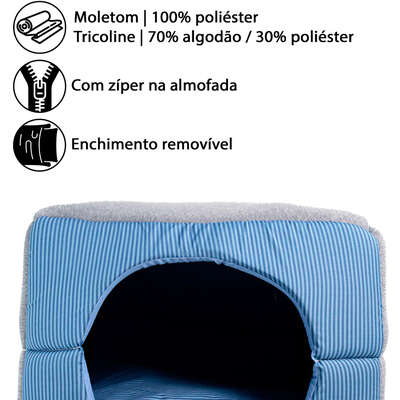 Cama Fábrica Pet Iglu Home Azul para Cães e Gatos
