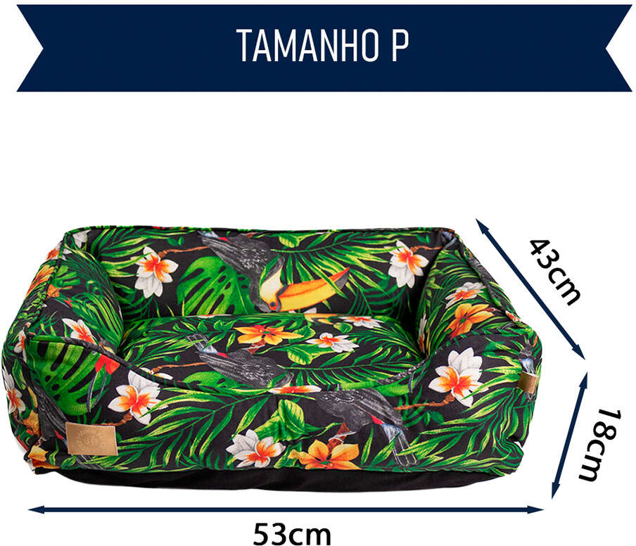 Cama Fábrica Pet Impermeável Floresta Verde para Cães e Gatos - Tam. P