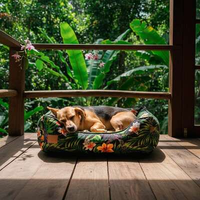 Cama Fábrica Pet Impermeável Floresta Verde para Cães e Gatos