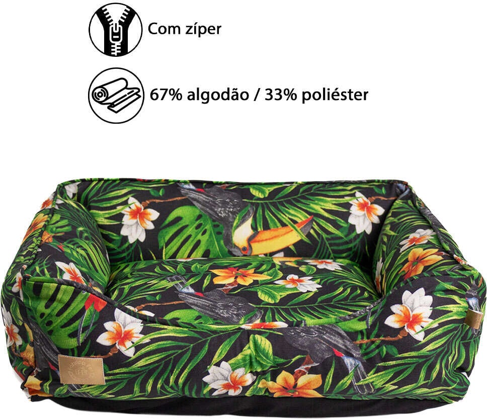 Cama Fábrica Pet Impermeável Floresta Verde para Cães e Gatos - Tam. GG