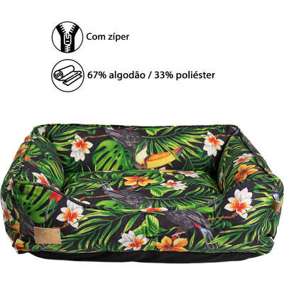 Cama Fábrica Pet Impermeável Floresta Verde para Cães e Gatos