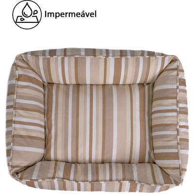 Cama Fábrica Pet Impermeável Listra Cáqui para Cães e Gatos