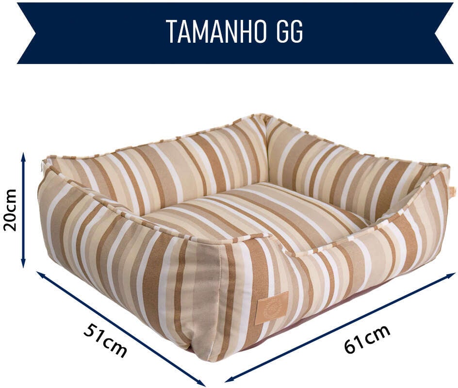 Cama Fábrica Pet Impermeável Listra Cáqui para Cães e Gatos - Tam. GG