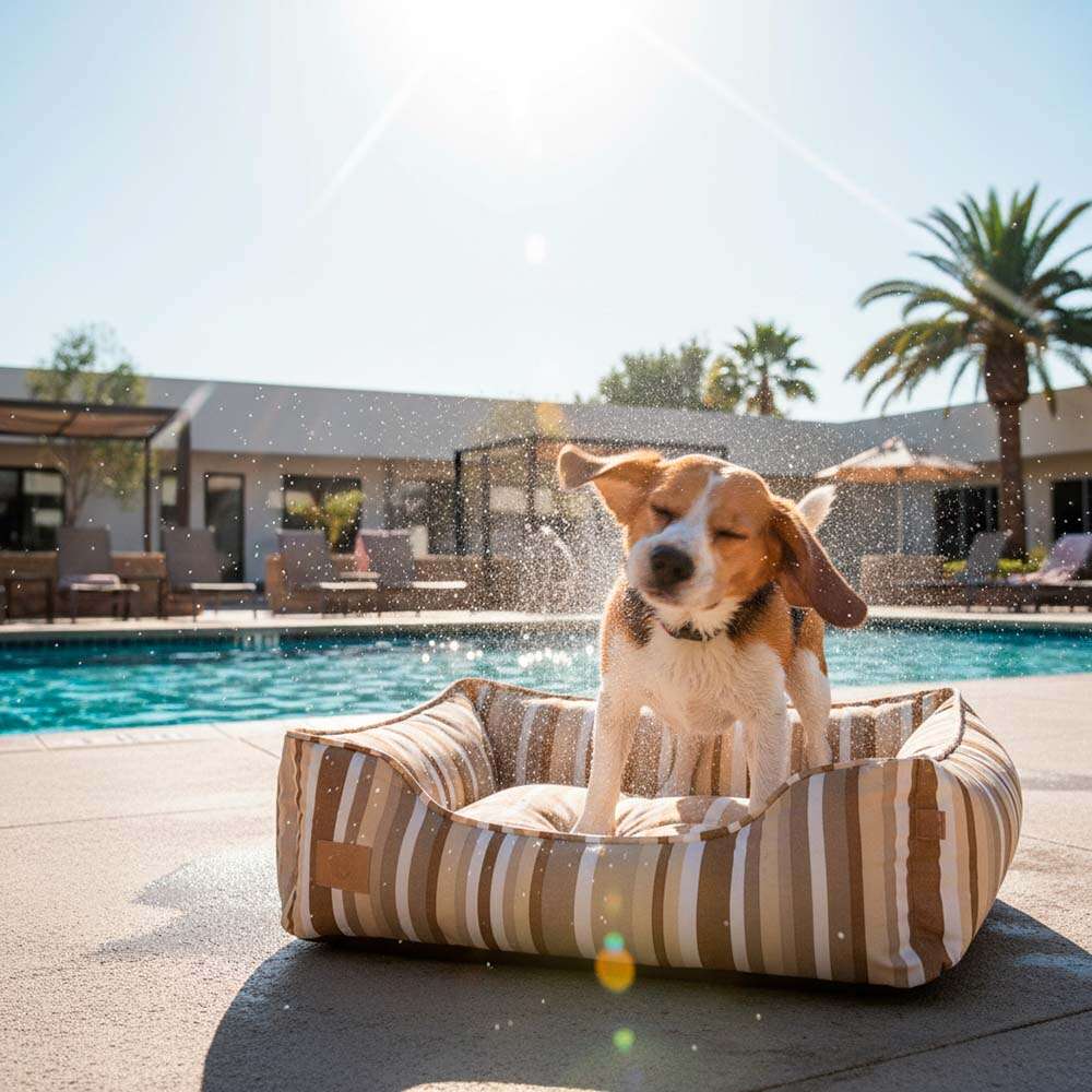 Cama Fábrica Pet Impermeável Listra Cáqui para Cães e Gatos - Tam. GG