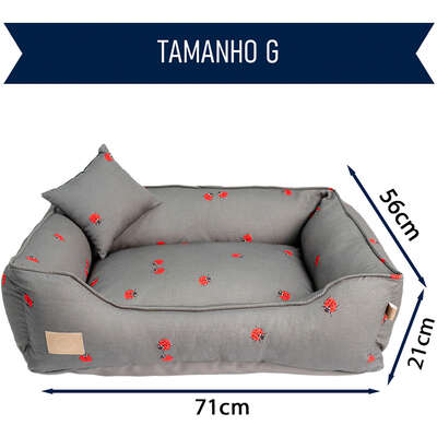 Cama Fábrica Pet Joaninha Cinza para Cães e Gatos
