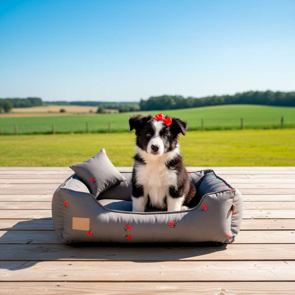 Cama Fábrica Pet Joaninha Cinza para Cães e Gatos - Tam. M