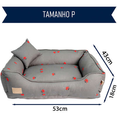 Cama Fábrica Pet Joaninha Cinza para Cães e Gatos