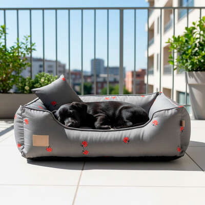 Cama Fábrica Pet Joaninha Cinza para Cães e Gatos