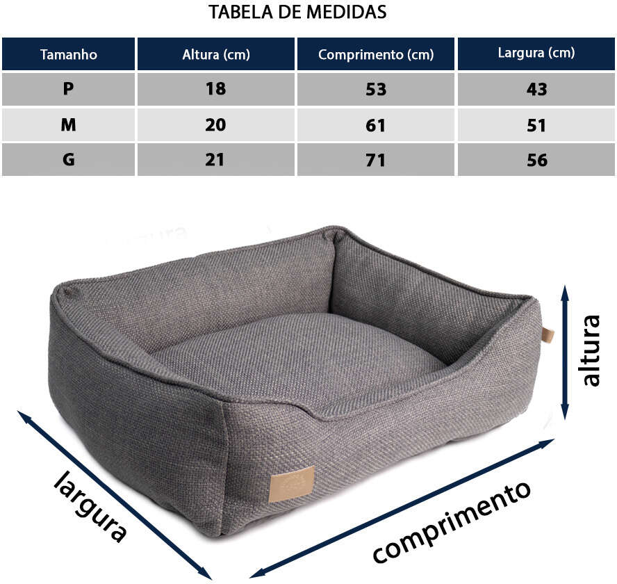 Cama Fábrica Pet Malaga Cinza para Cães e Gatos - Tam. G