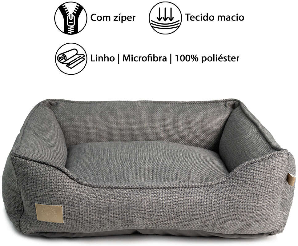 Cama Fábrica Pet Malaga Cinza para Cães e Gatos - Tam. G