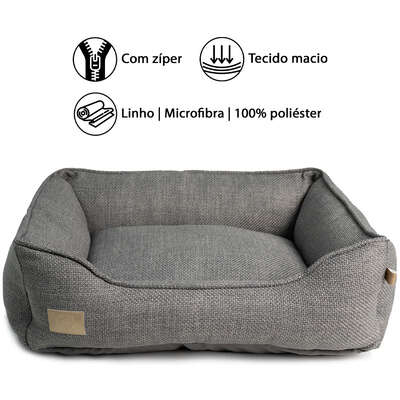 Cama Fábrica Pet Malaga Cinza para Cães e Gatos