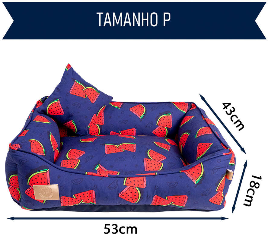 Cama Fábrica Pet Melancia Azul para Cães e Gatos - Tam. P