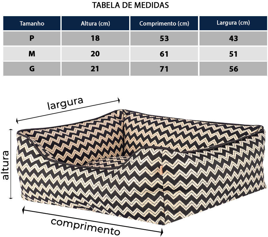 Cama Fábrica Pet Missoni Preta para Cães e Gatos - Tam. P