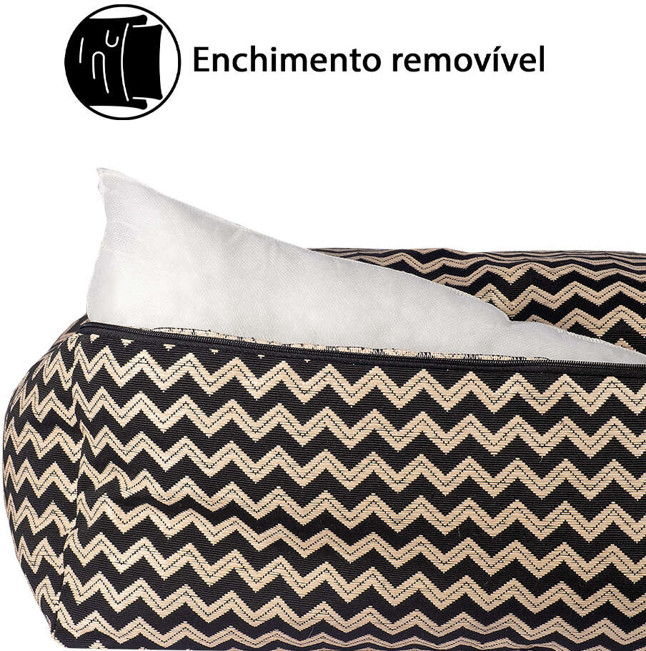 Cama Fábrica Pet Missoni Preta para Cães e Gatos - Tam. P