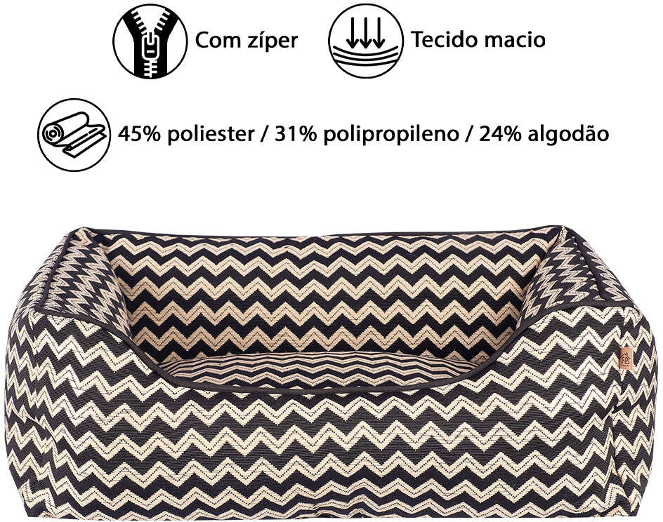 Cama Fábrica Pet Missoni Preta para Cães e Gatos - Tam. P