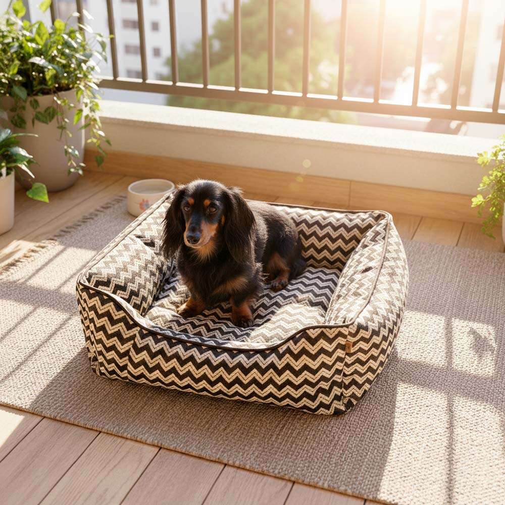 Cama Fábrica Pet Missoni Preta para Cães e Gatos - Tam. M