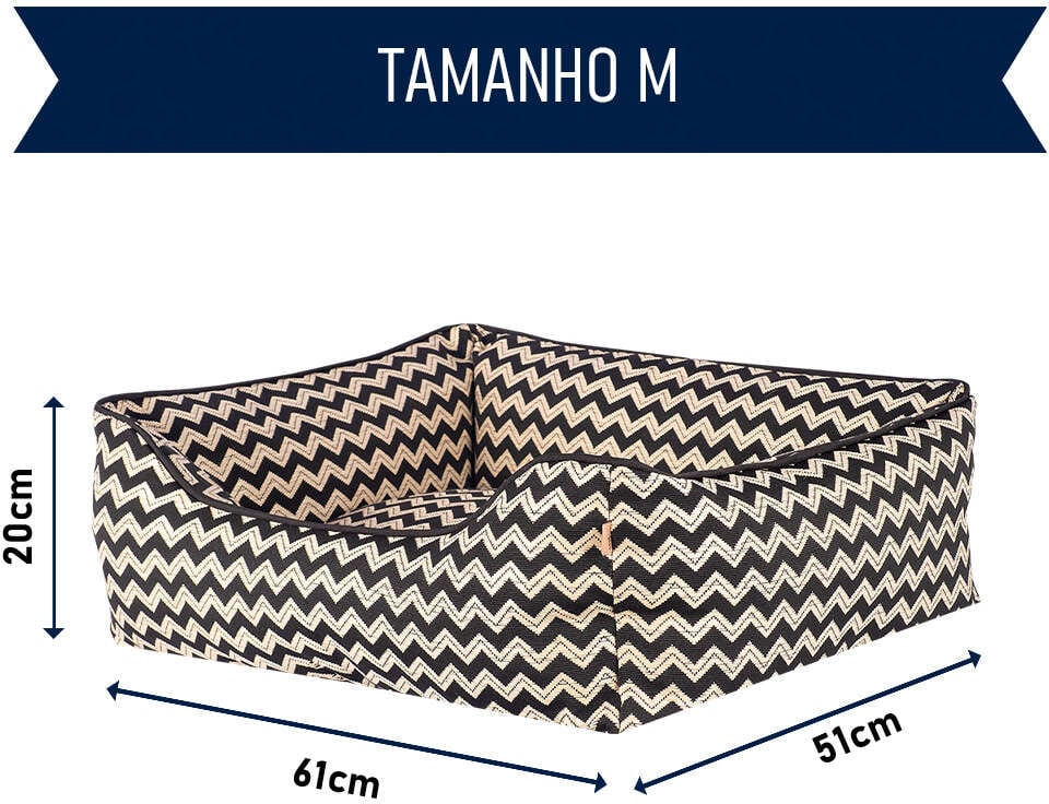 Cama Fábrica Pet Missoni Preta para Cães e Gatos - Tam. M