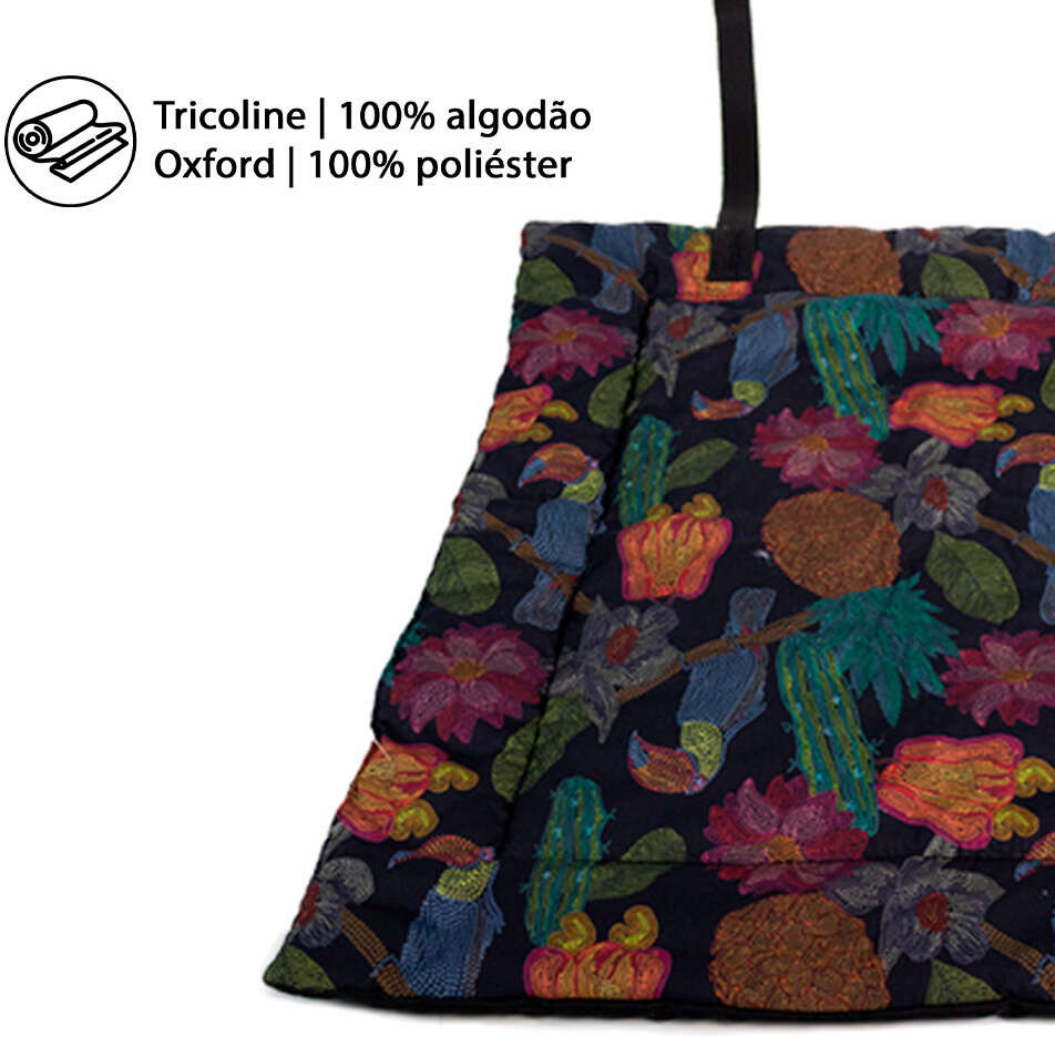 Colchonete Fábrica Pet Flor Noturna Preto para Cães e Gatos - Tam. Único