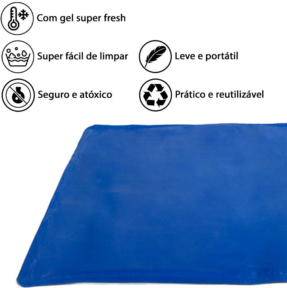 Tapete Gelado Fábrica Pet Azul para Cães e Gatos - Tam. M