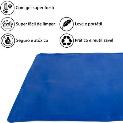 Tapete Gelado Fábrica Pet Azul para Cães e Gatos