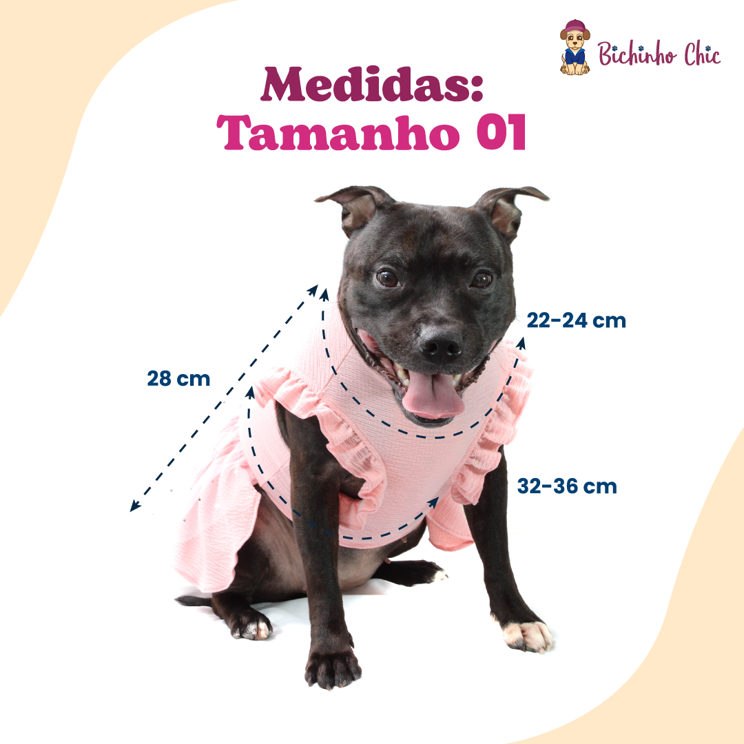 Vestido Bichinho Chic Fadinha para Cães e Gatos Rosa - Tam. 01