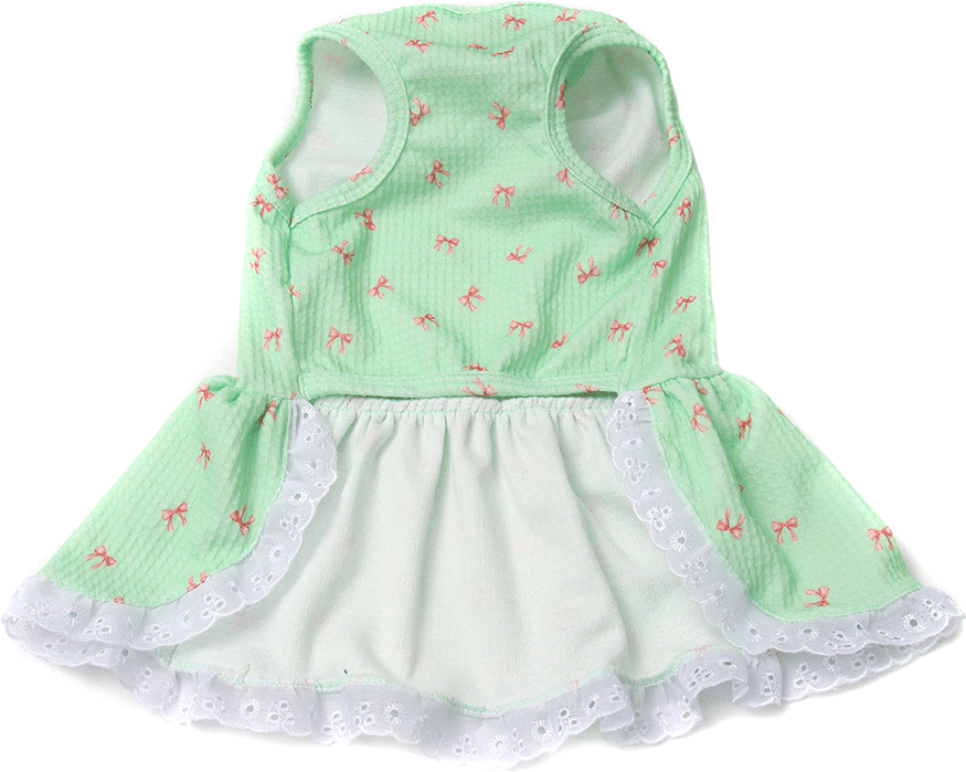 Vestido Bichinho Chic Lacinhos para Cães e Gatos Verde - Tam. 01