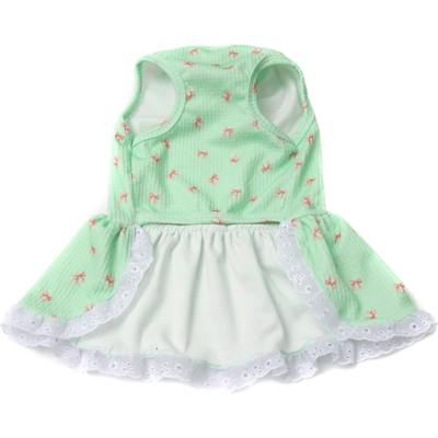 Vestido Bichinho Chic Lacinhos para Cães e Gatos Verde