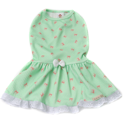 Vestido Bichinho Chic Lacinhos para Cães e Gatos Verde