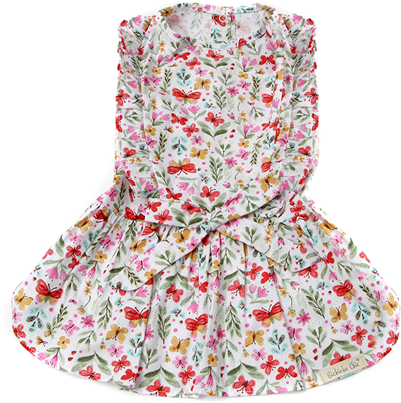Vestido Bichinho Chic Borboletas para Cães e Gatos Bege - Tam. 02