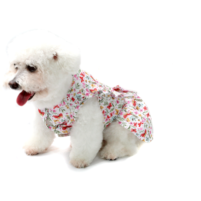 Vestido Bichinho Chic Borboletas para Cães e Gatos Bege