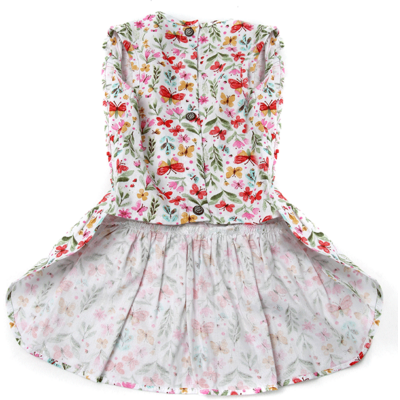 Vestido Bichinho Chic Borboletas para Cães e Gatos Bege