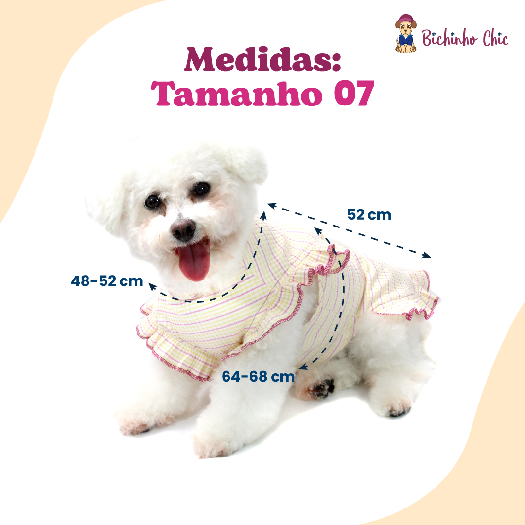 Vestido Bichinho Chic Encanto para Cães e Gatos Roxo - Tam. 07