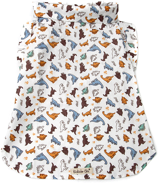 Camisa Bichinho Chic Dinossauro para Cães e Gatos Bege - Tam. 05