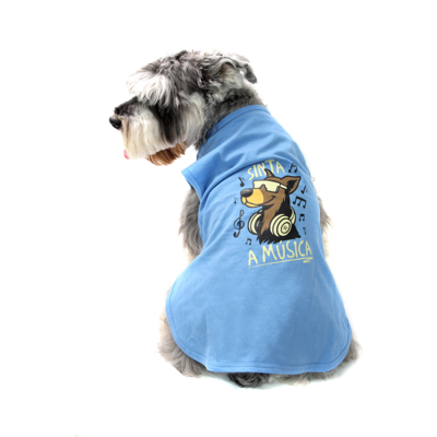 Camiseta Bichinho Chic Musica para Cães e Gatos Azul