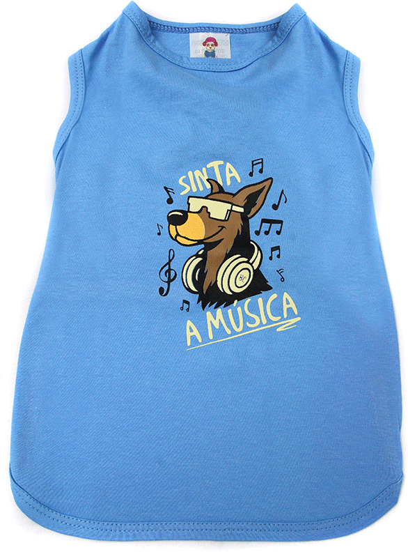 Camiseta Bichinho Chic Musica para Cães e Gatos Azul - Tam. 01