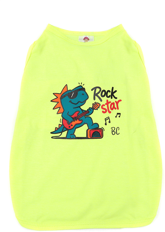 Camiseta Bichinho Chic Rock Star para Cães e Gatos Amarelo - Tam. 06