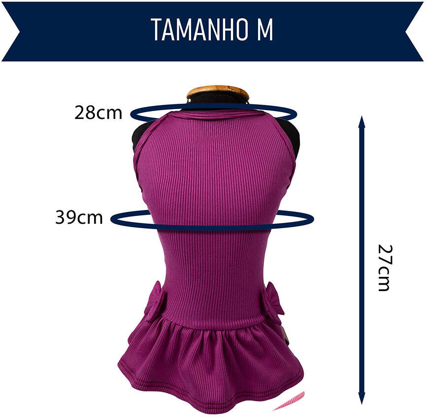 Vestido Fábrica Pet Canelado para Cães e Gatos Violeta - Tam. M