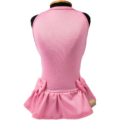 Vestido Fábrica Pet Canelado para Cães e Gatos Rosa”