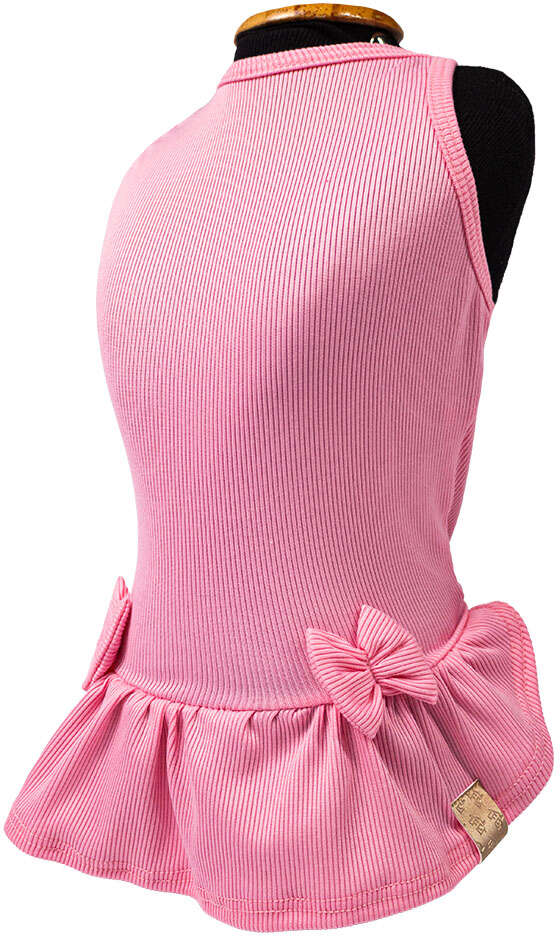 Vestido Fábrica Pet Canelado para Cães e Gatos Rosa - Tam. P