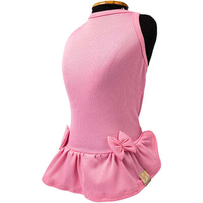 Vestido Fábrica Pet Canelado para Cães e Gatos Rosa”